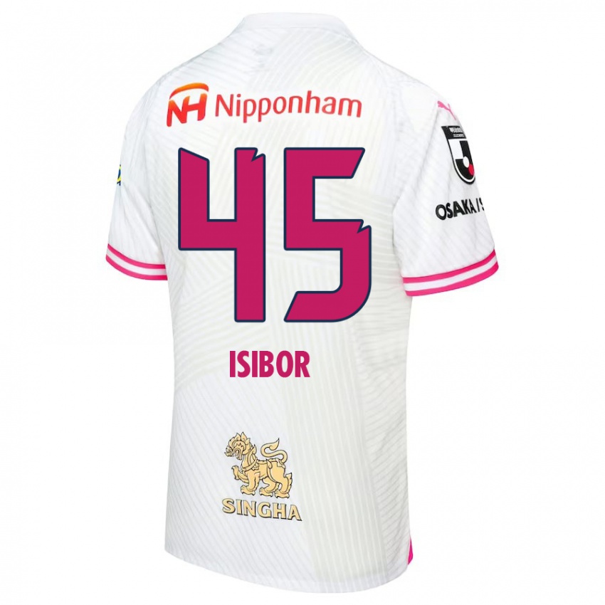 Bambino Maglia Ken Isibor #45 Bianco Rosa Kit Gara Away 2024/25 Maglietta