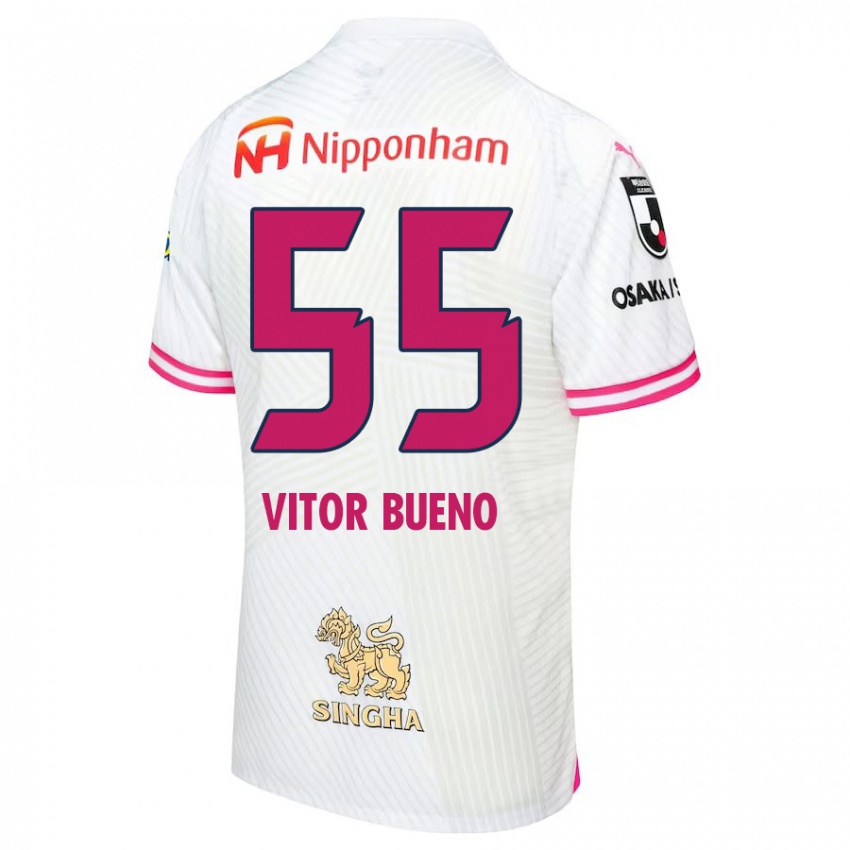 Bambino Maglia Vitor Bueno #55 Bianco Rosa Kit Gara Away 2024/25 Maglietta