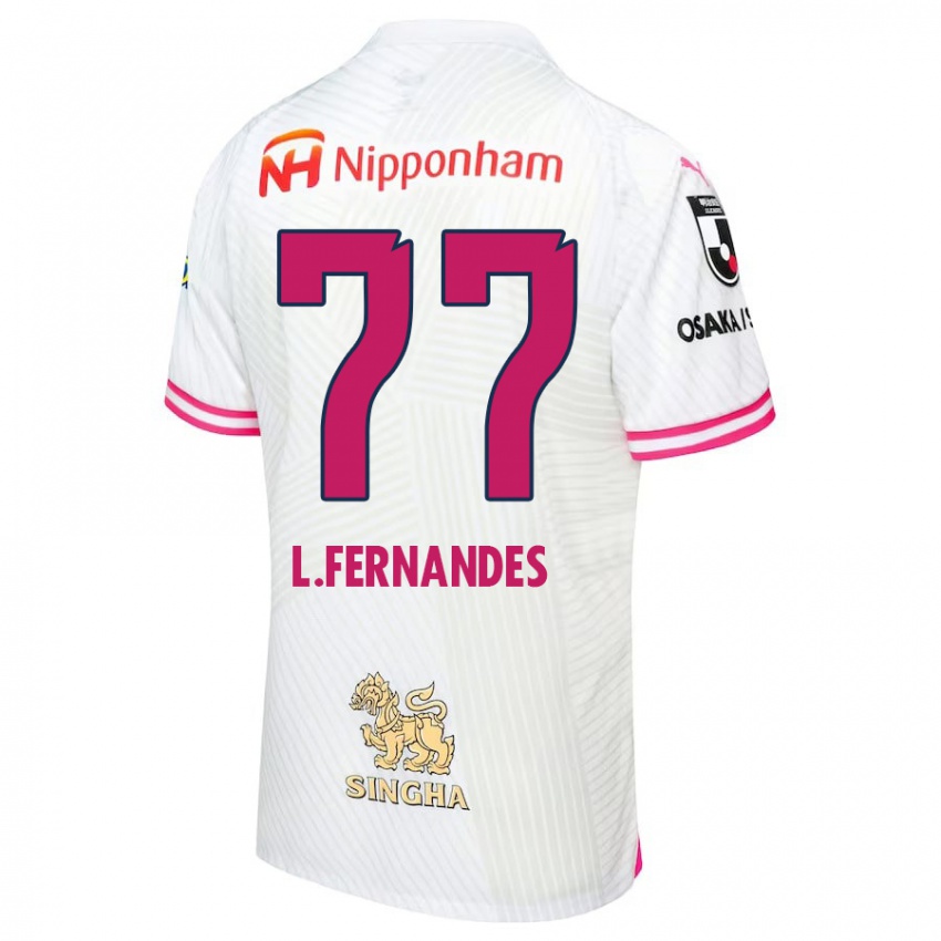 Bambino Maglia Lucas Fernandes #77 Bianco Rosa Kit Gara Away 2024/25 Maglietta