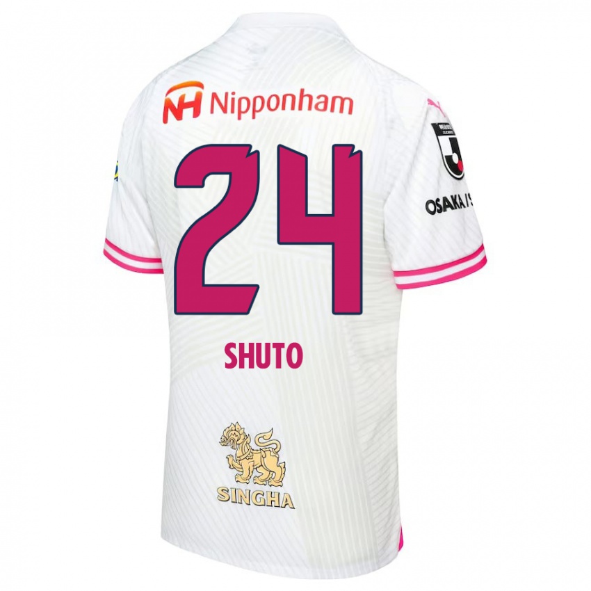 Bambino Maglia Nozomi Shuto #24 Bianco Rosa Kit Gara Away 2024/25 Maglietta