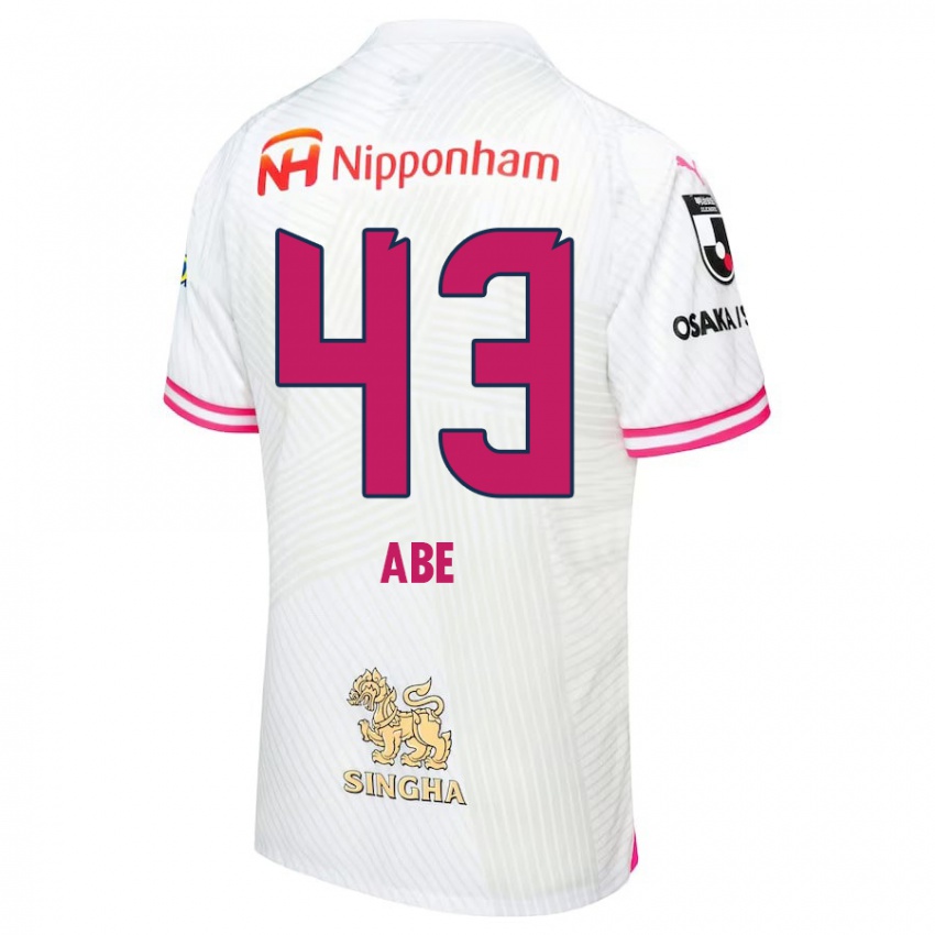 Bambino Maglia Yosei Abe #43 Bianco Rosa Kit Gara Away 2024/25 Maglietta