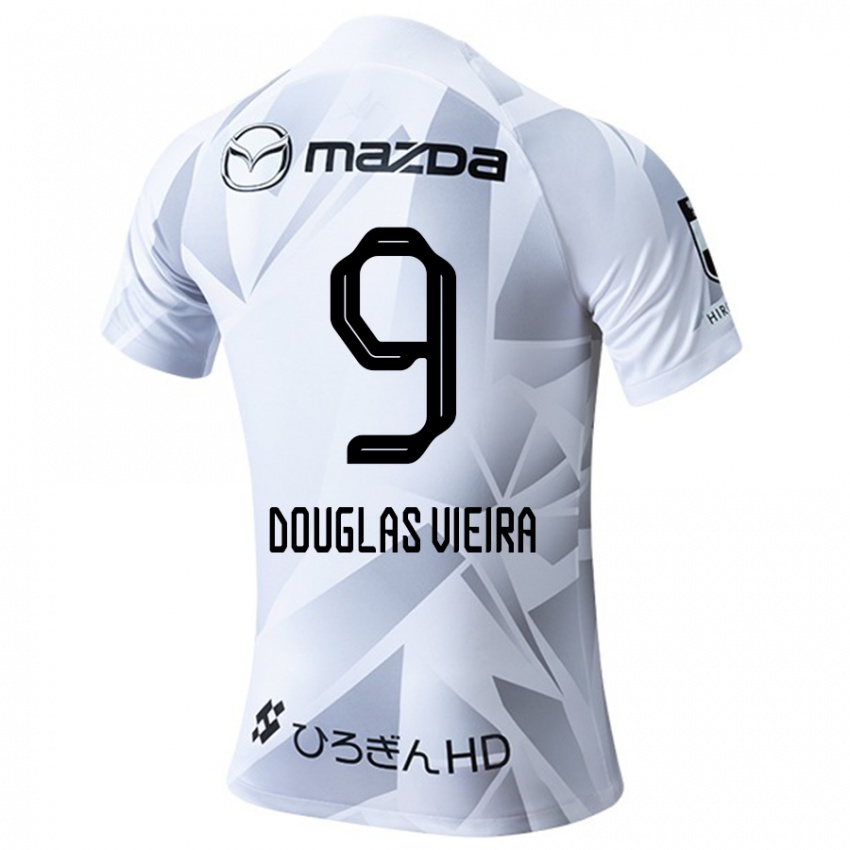 Bambino Maglia Douglas Vieira #9 Bianco Grigio Nero Kit Gara Away 2024/25 Maglietta