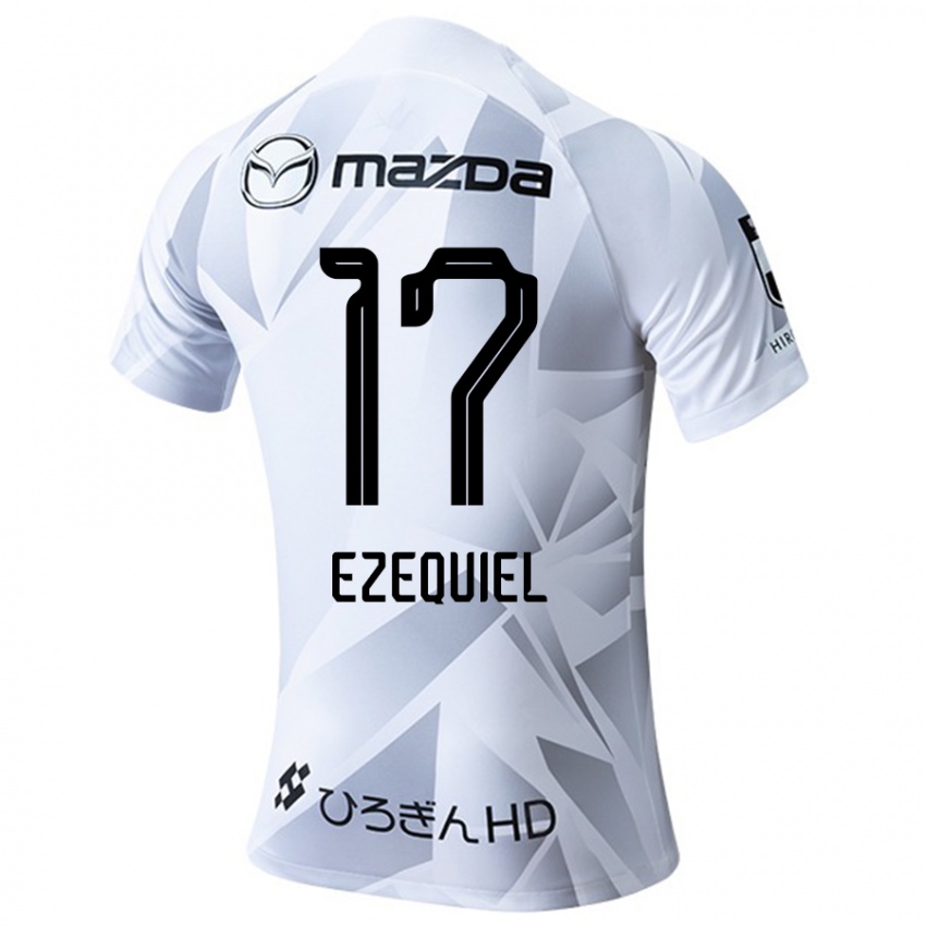 Bambino Maglia Ezequiel #17 Bianco Grigio Nero Kit Gara Away 2024/25 Maglietta