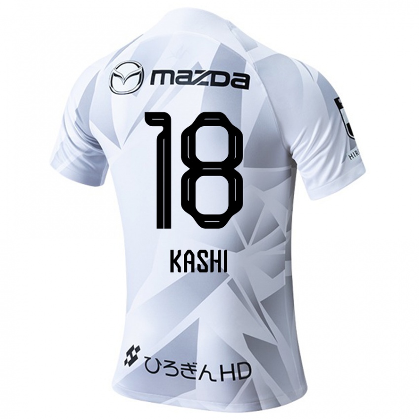 Bambino Maglia Yoshifumi Kashiwa #18 Bianco Grigio Nero Kit Gara Away 2024/25 Maglietta