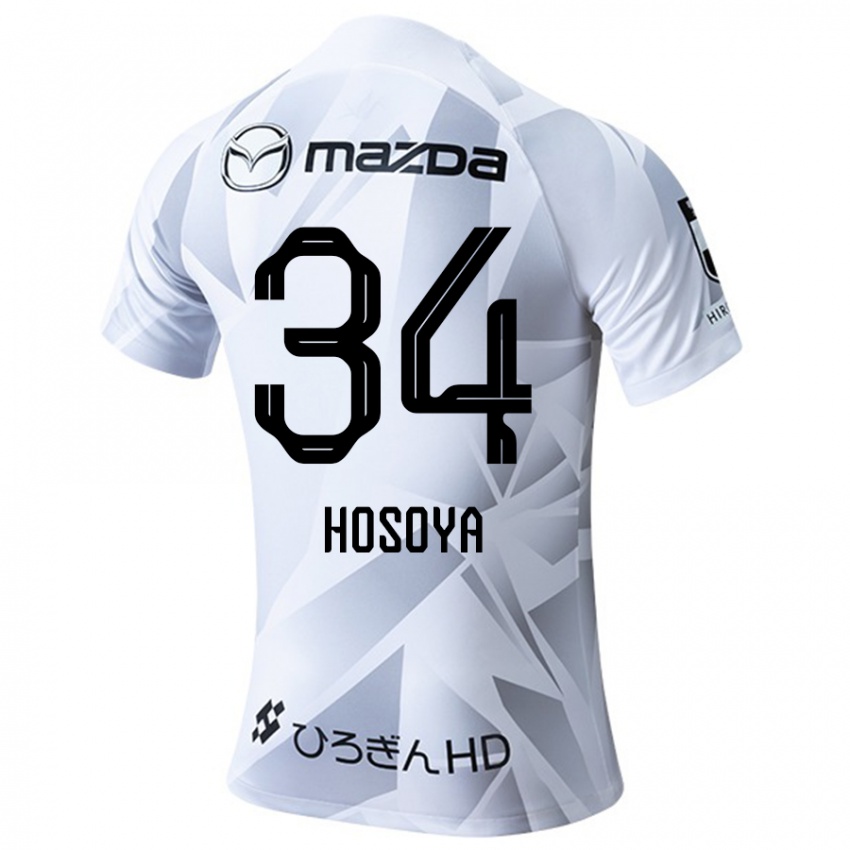 Bambino Maglia Kohei Hosoya #34 Bianco Grigio Nero Kit Gara Away 2024/25 Maglietta