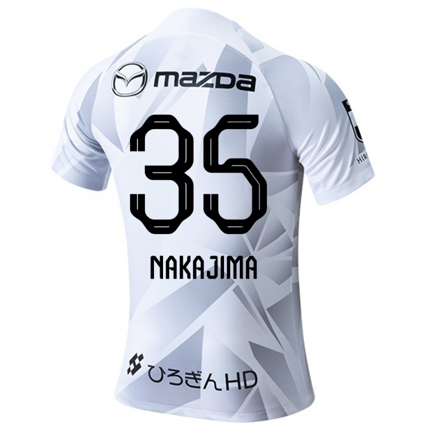 Bambino Maglia Yotaro Nakajima #35 Bianco Grigio Nero Kit Gara Away 2024/25 Maglietta