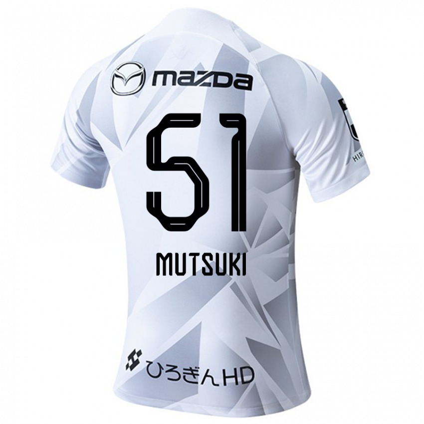 Bambino Maglia Mutsuki Kato #51 Bianco Grigio Nero Kit Gara Away 2024/25 Maglietta