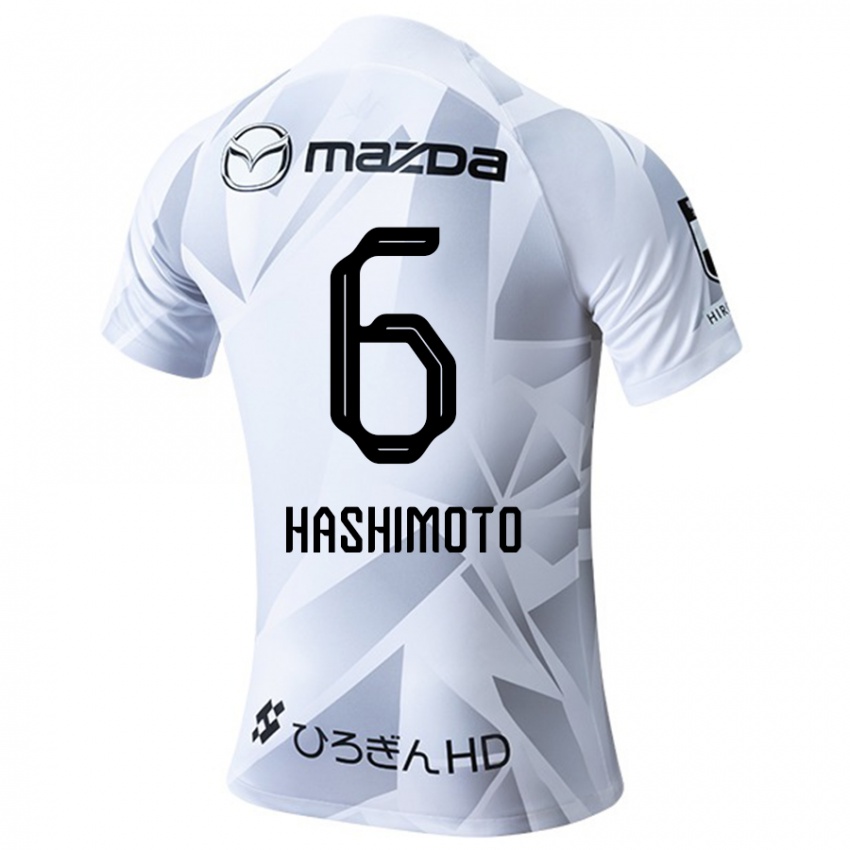 Bambino Maglia Hinata Hashimoto #6 Bianco Grigio Nero Kit Gara Away 2024/25 Maglietta