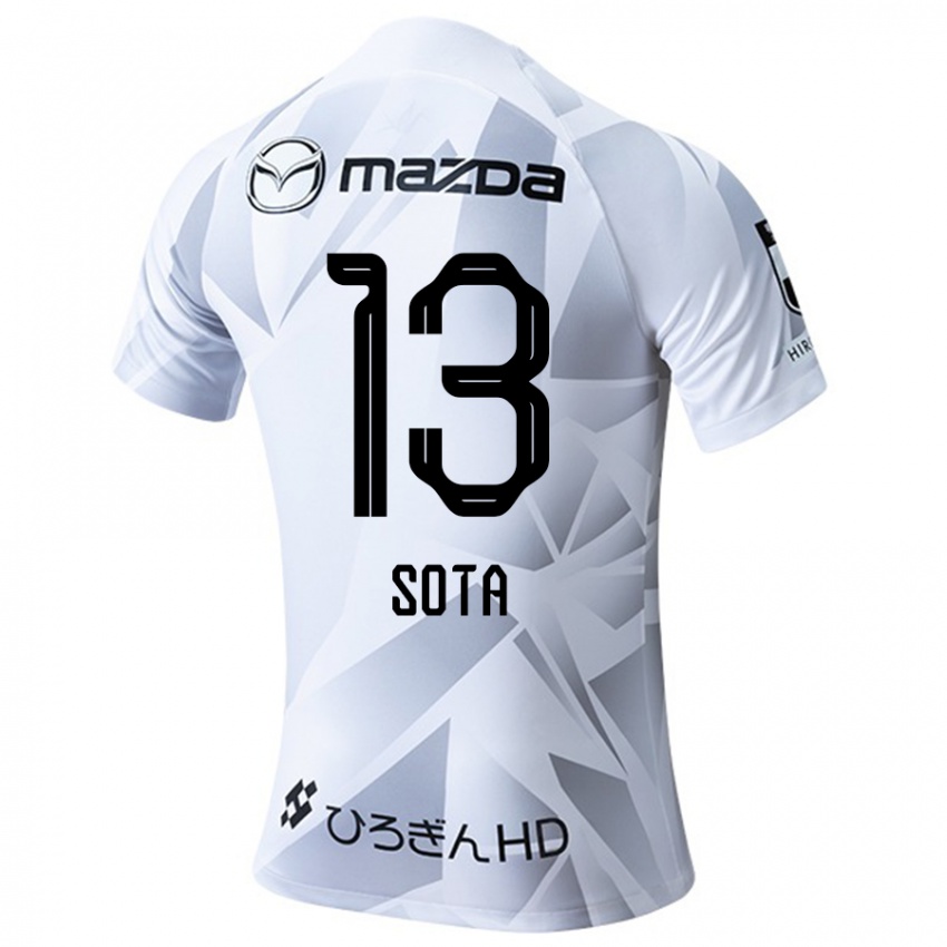 Bambino Maglia Moki Sota #13 Bianco Grigio Nero Kit Gara Away 2024/25 Maglietta