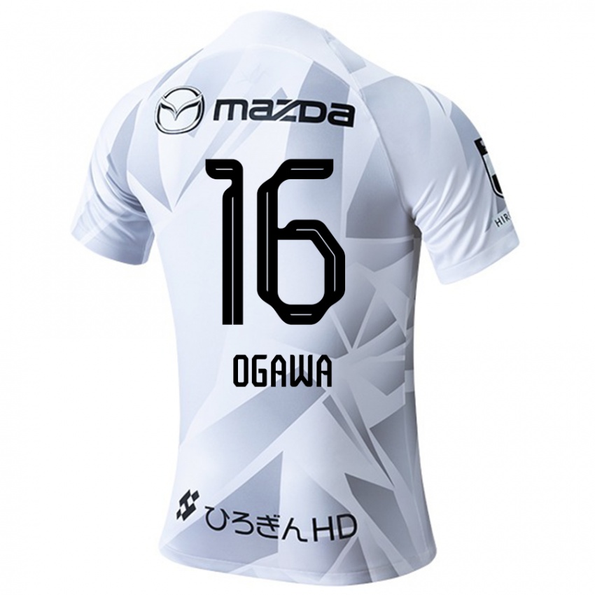 Bambino Maglia Hikaru Ogawa #16 Bianco Grigio Nero Kit Gara Away 2024/25 Maglietta