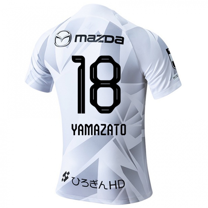 Bambino Maglia Kenshin Yamazato #18 Bianco Grigio Nero Kit Gara Away 2024/25 Maglietta