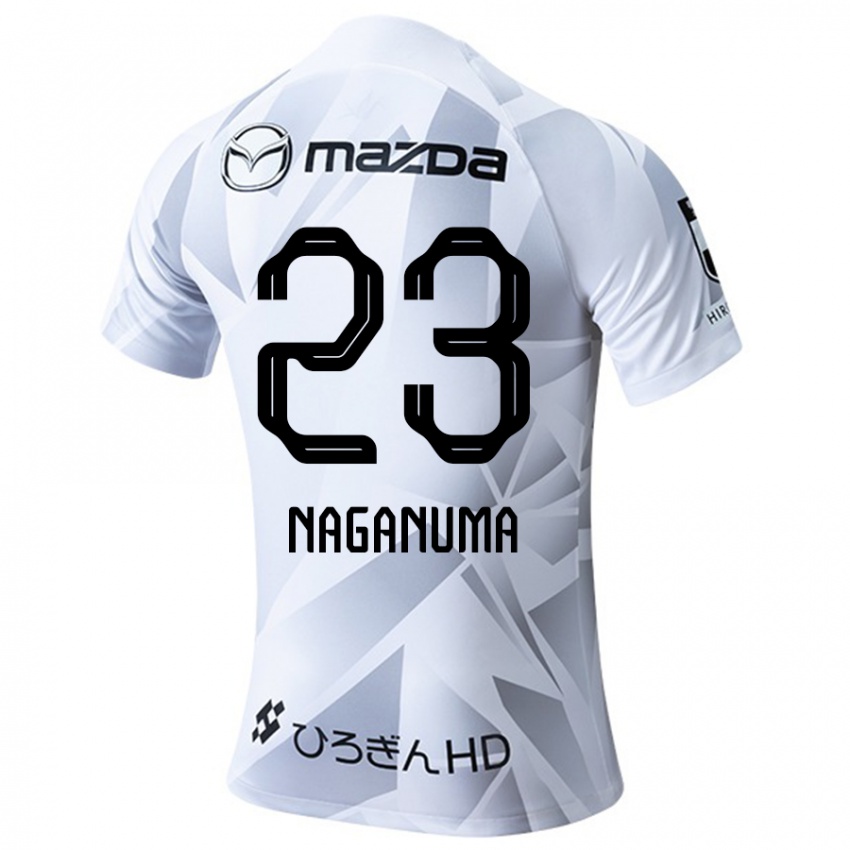 Bambino Maglia Seimei Naganuma #23 Bianco Grigio Nero Kit Gara Away 2024/25 Maglietta