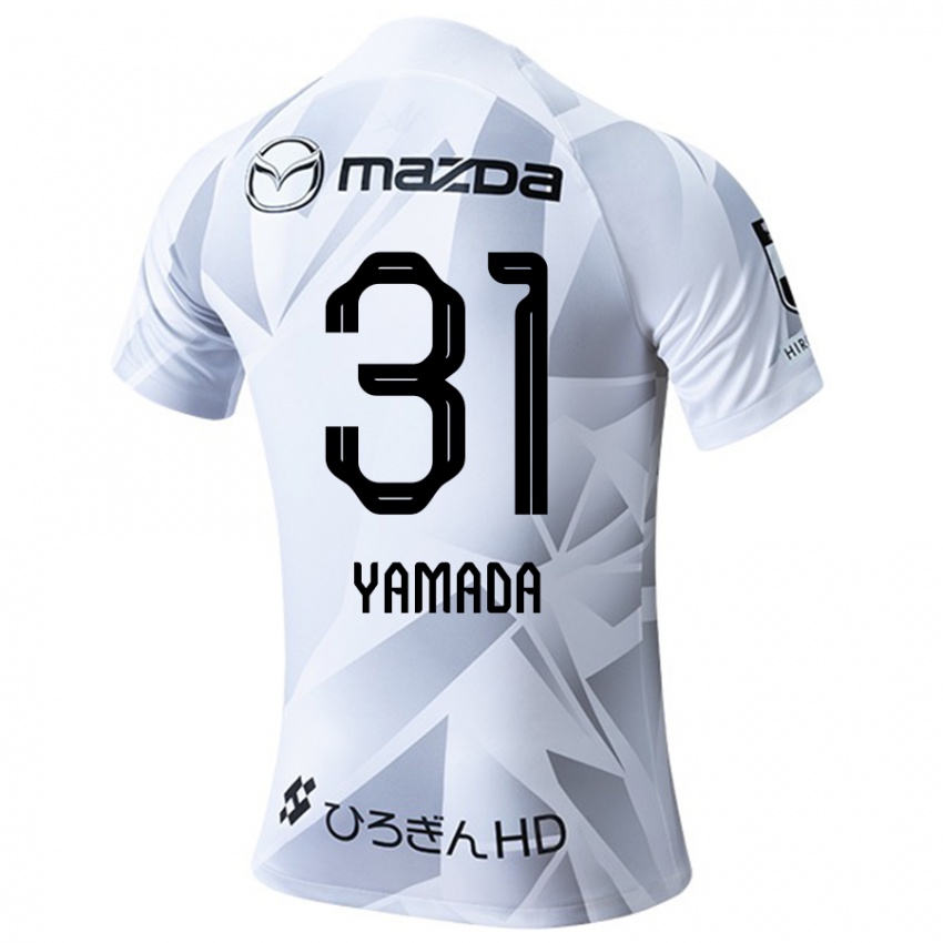 Bambino Maglia Manato Yamada #31 Bianco Grigio Nero Kit Gara Away 2024/25 Maglietta