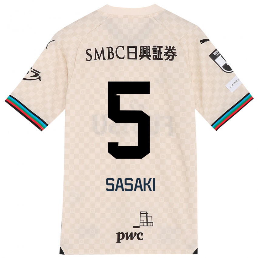 Bambino Maglia Asahi Sasaki #5 Bianco Grigio Kit Gara Away 2024/25 Maglietta