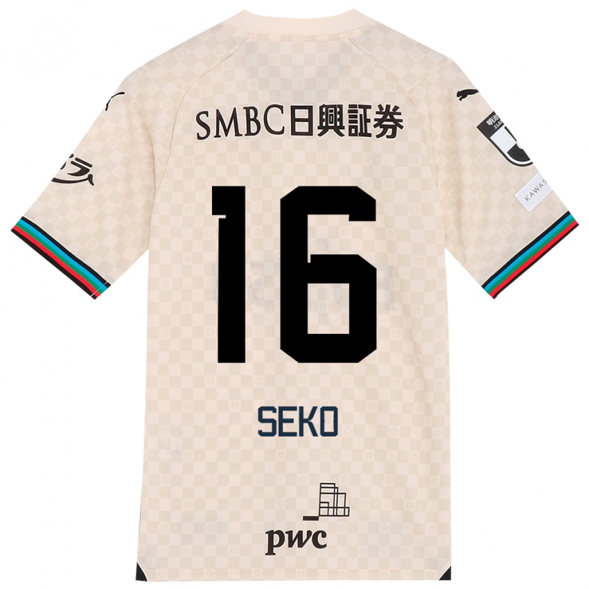 Bambino Maglia Tatsuki Seko #16 Bianco Grigio Kit Gara Away 2024/25 Maglietta