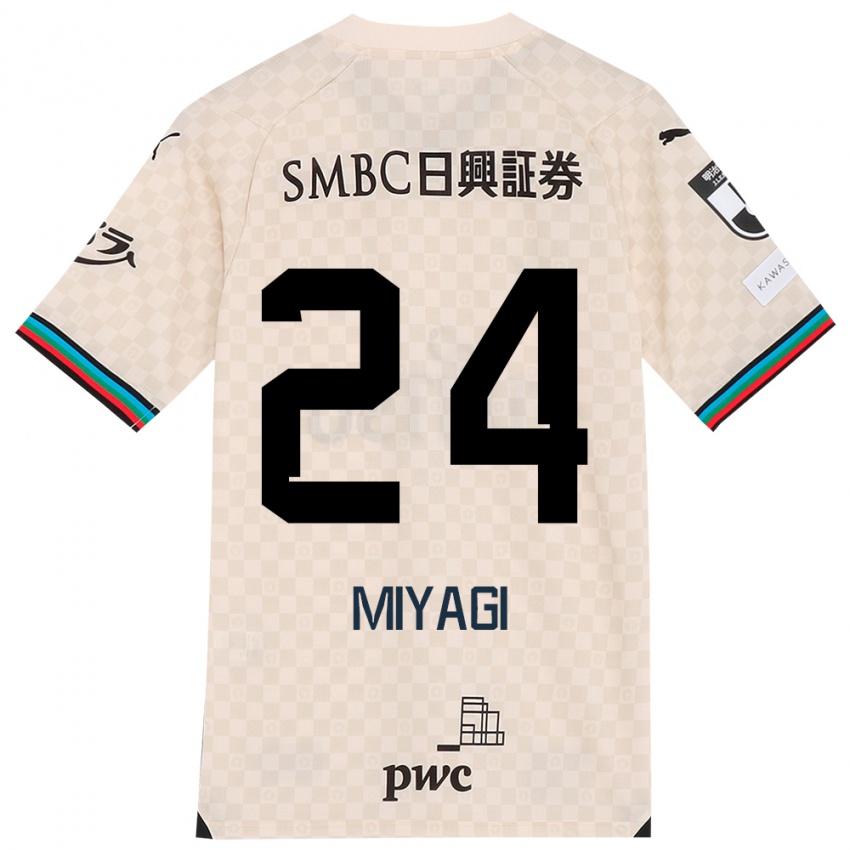 Bambino Maglia Ten Miyagi #24 Bianco Grigio Kit Gara Away 2024/25 Maglietta