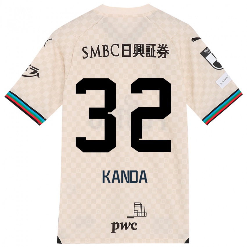 Bambino Maglia Soma Kanda #32 Bianco Grigio Kit Gara Away 2024/25 Maglietta