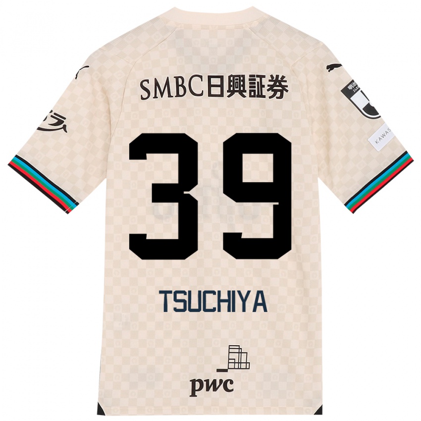 Bambino Maglia Kaito Tsuchiya #39 Bianco Grigio Kit Gara Away 2024/25 Maglietta