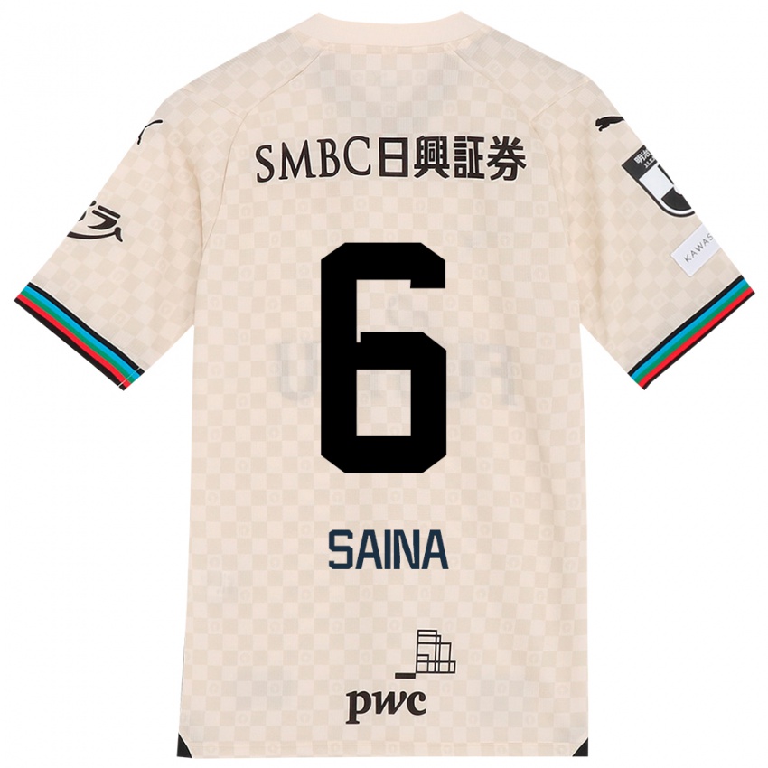 Bambino Maglia Yuta Saina #6 Bianco Grigio Kit Gara Away 2024/25 Maglietta