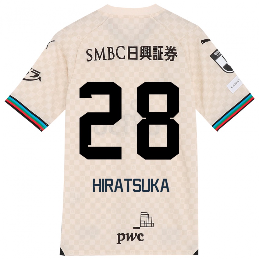 Bambino Maglia Hayato Hiratsuka #28 Bianco Grigio Kit Gara Away 2024/25 Maglietta