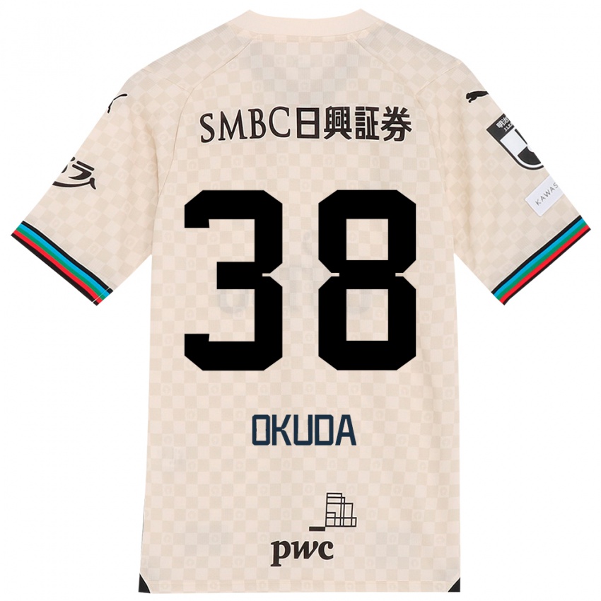 Bambino Maglia Yuma Okuda #38 Bianco Grigio Kit Gara Away 2024/25 Maglietta