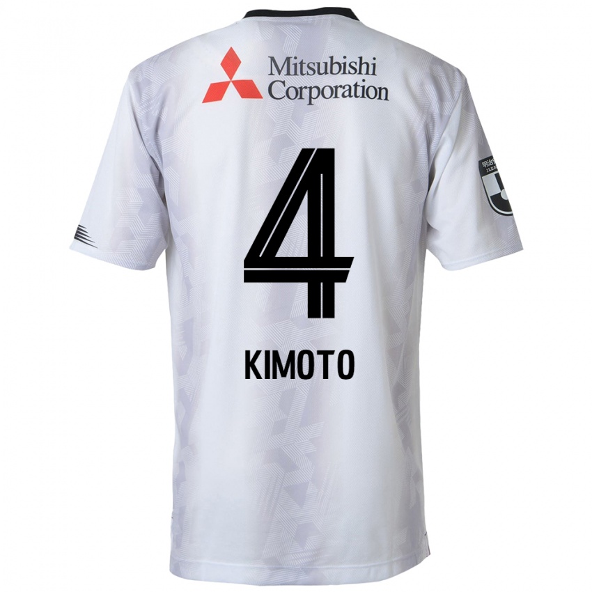 Bambino Maglia Yasuki Kimoto #4 Bianco Nero Kit Gara Away 2024/25 Maglietta