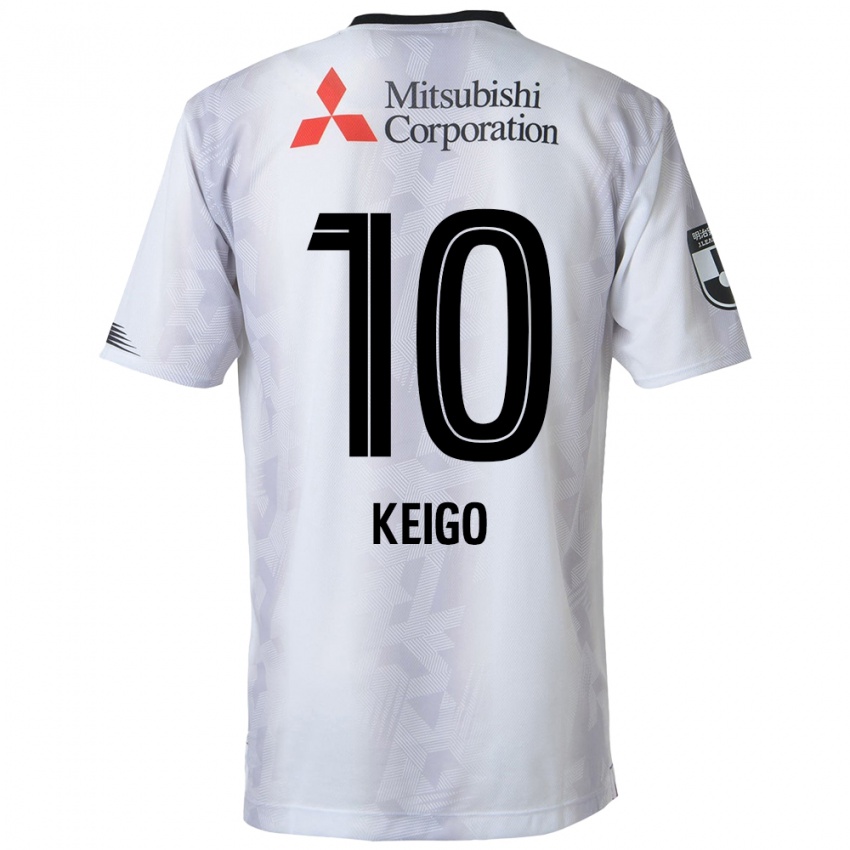 Bambino Maglia Keigo Higashi #10 Bianco Nero Kit Gara Away 2024/25 Maglietta