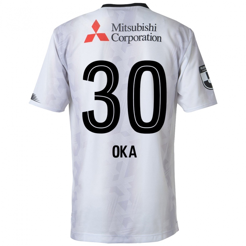 Bambino Maglia Teppei Oka #30 Bianco Nero Kit Gara Away 2024/25 Maglietta