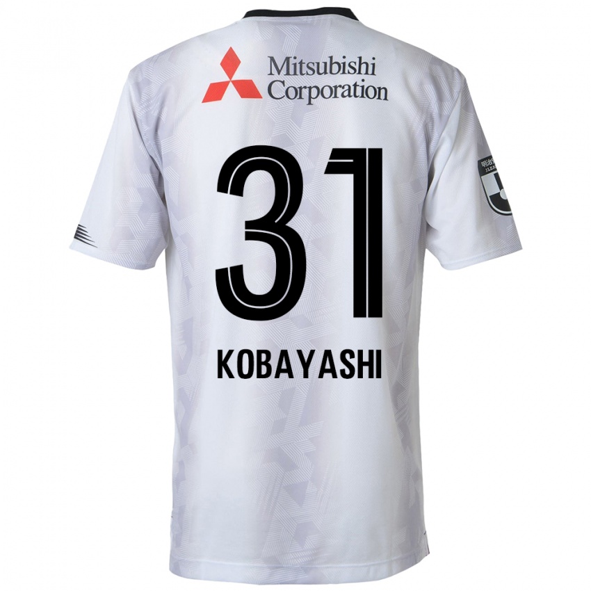 Bambino Maglia Masataka Kobayashi #31 Bianco Nero Kit Gara Away 2024/25 Maglietta