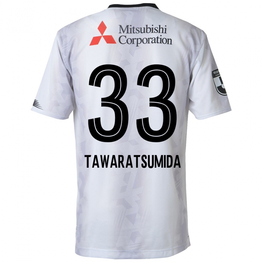 Bambino Maglia Kota Tawaratsumida #33 Bianco Nero Kit Gara Away 2024/25 Maglietta