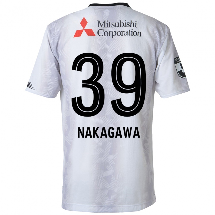 Bambino Maglia Teruhito Nakagawa #39 Bianco Nero Kit Gara Away 2024/25 Maglietta