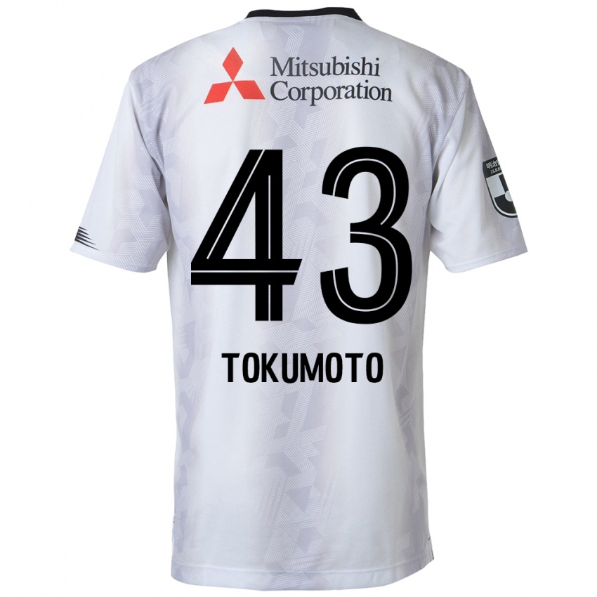 Bambino Maglia Shuhei Tokumoto #43 Bianco Nero Kit Gara Away 2024/25 Maglietta