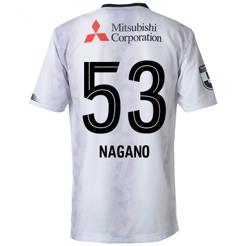 Bambino Maglia Shuto Nagano #53 Bianco Nero Kit Gara Away 2024/25 Maglietta