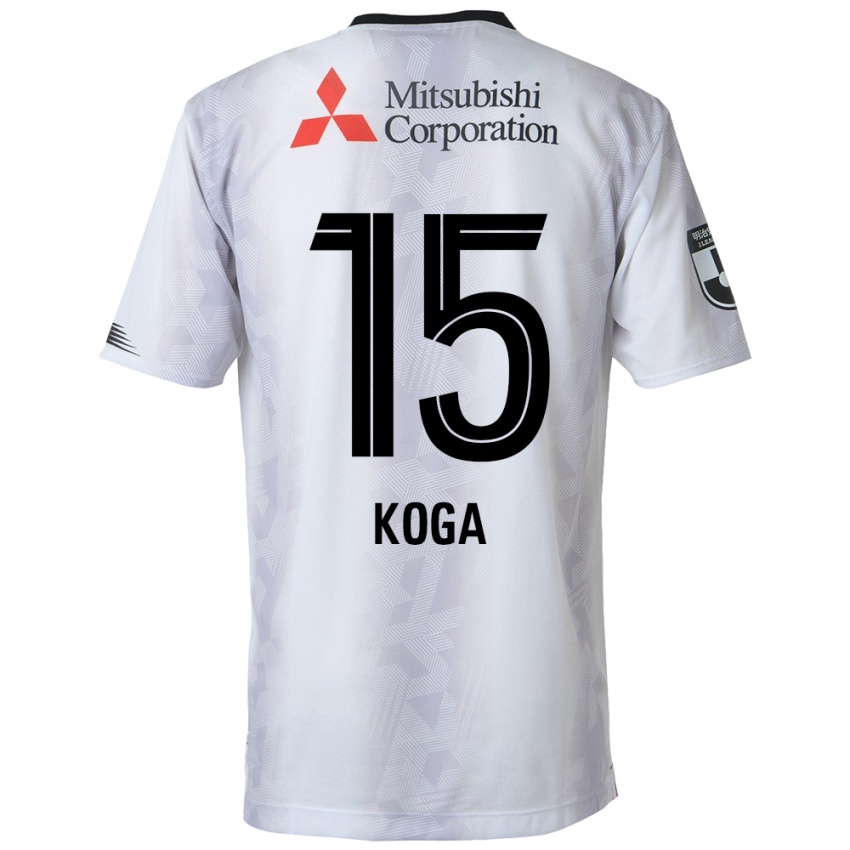 Bambino Maglia Shun Koga #15 Bianco Nero Kit Gara Away 2024/25 Maglietta