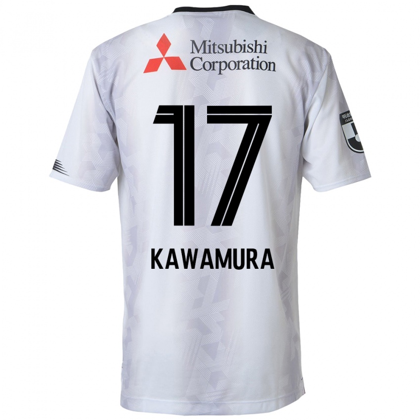 Bambino Maglia Riku Kawamura #17 Bianco Nero Kit Gara Away 2024/25 Maglietta