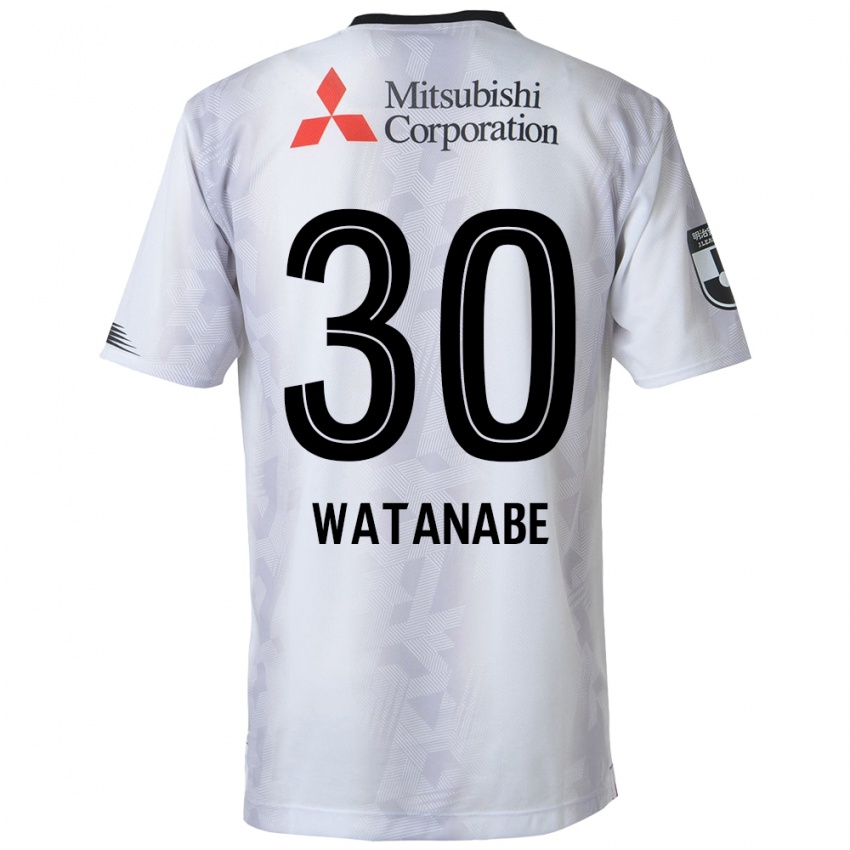 Bambino Maglia Matthew Watanabe #30 Bianco Nero Kit Gara Away 2024/25 Maglietta