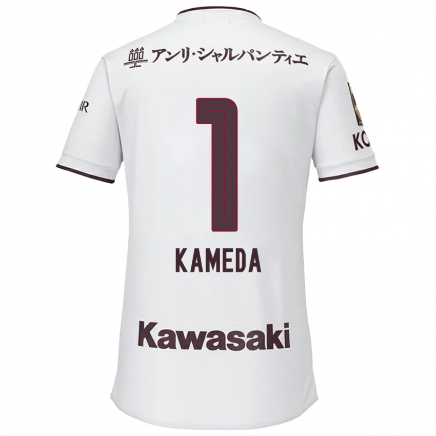 Bambino Maglia Taiga Kameda #1 Bianco Rosso Kit Gara Away 2024/25 Maglietta