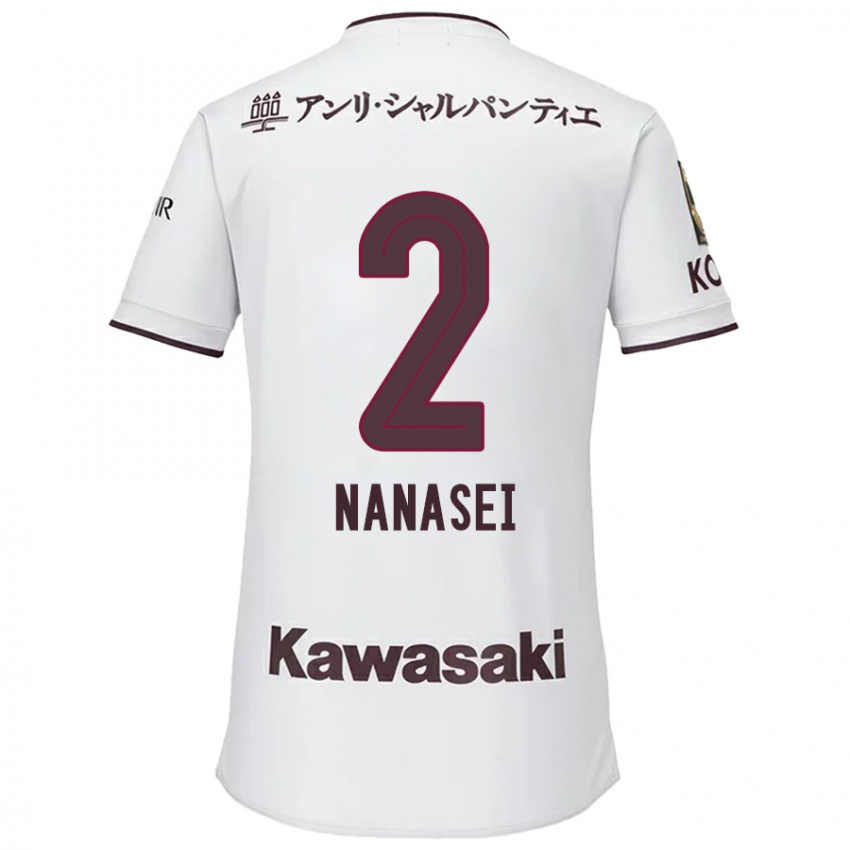 Bambino Maglia Nanasei Iino #2 Bianco Rosso Kit Gara Away 2024/25 Maglietta