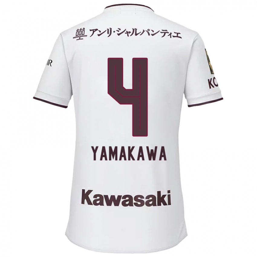 Bambino Maglia Tetsushi Yamakawa #4 Bianco Rosso Kit Gara Away 2024/25 Maglietta