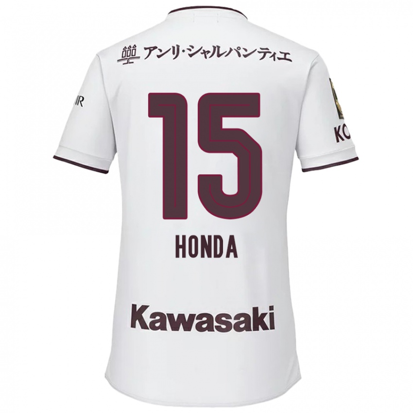 Bambino Maglia Yuki Honda #15 Bianco Rosso Kit Gara Away 2024/25 Maglietta