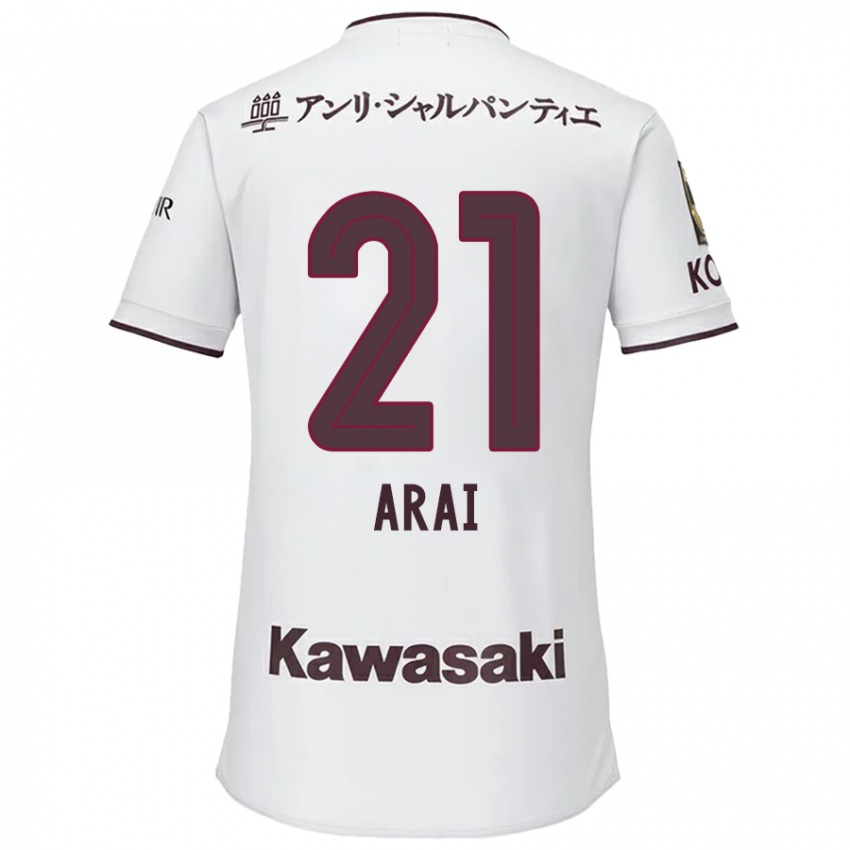 Bambino Maglia Shota Arai #21 Bianco Rosso Kit Gara Away 2024/25 Maglietta