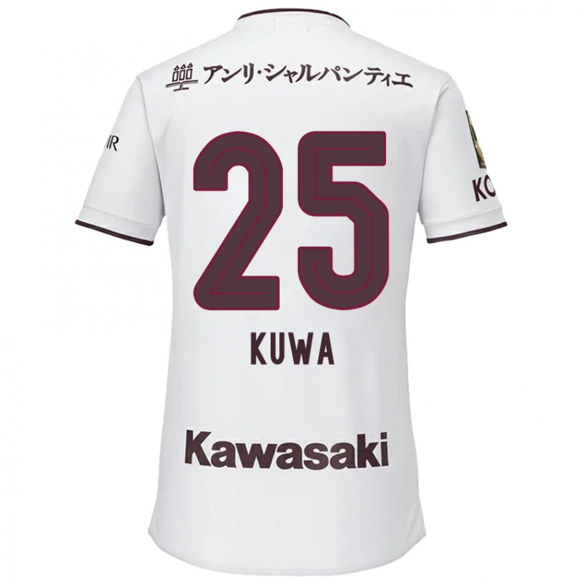 Bambino Maglia Yuya Kuwasaki #25 Bianco Rosso Kit Gara Away 2024/25 Maglietta