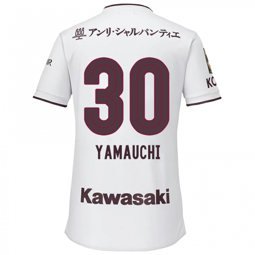 Bambino Maglia Kakeru Yamauchi #30 Bianco Rosso Kit Gara Away 2024/25 Maglietta