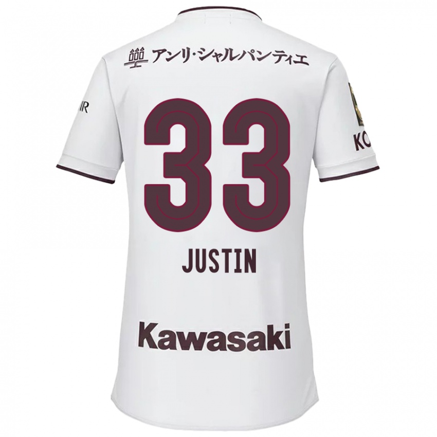 Bambino Maglia Justin Homma #33 Bianco Rosso Kit Gara Away 2024/25 Maglietta