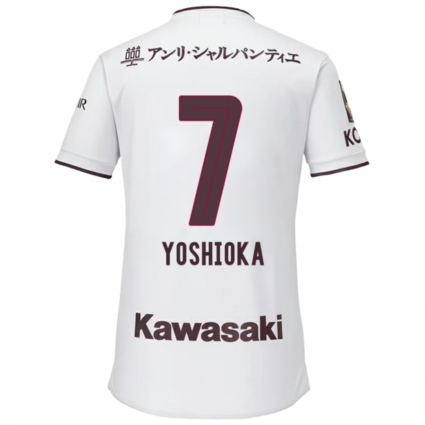 Bambino Maglia Ran Yoshioka #7 Bianco Rosso Kit Gara Away 2024/25 Maglietta