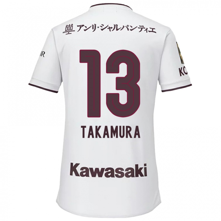 Bambino Maglia Tokiya Takamura #13 Bianco Rosso Kit Gara Away 2024/25 Maglietta