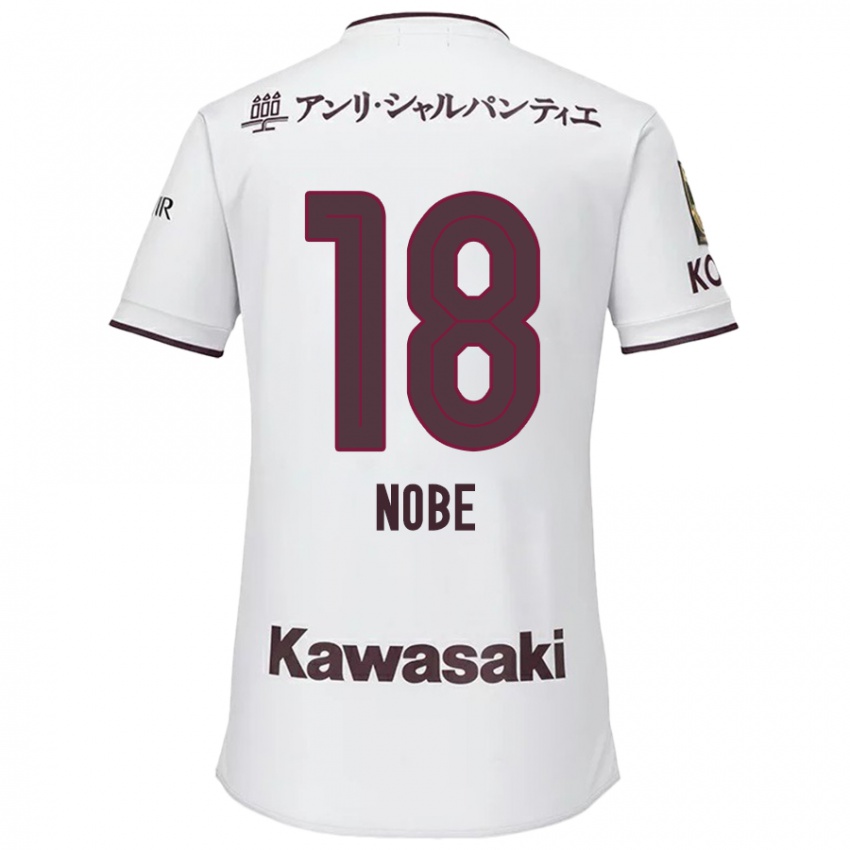 Bambino Maglia Tomohiro Nobe #18 Bianco Rosso Kit Gara Away 2024/25 Maglietta