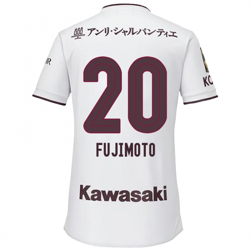 Bambino Maglia Riku Fujimoto #20 Bianco Rosso Kit Gara Away 2024/25 Maglietta