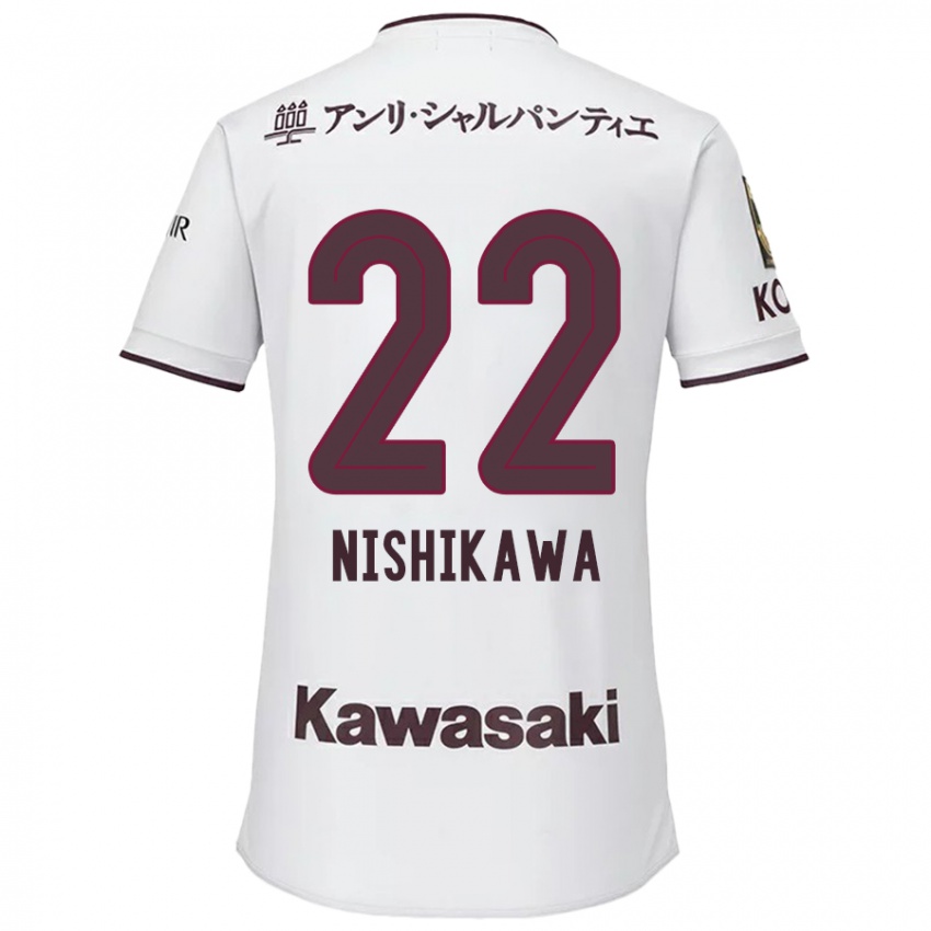 Bambino Maglia Aiku Nishikawa #22 Bianco Rosso Kit Gara Away 2024/25 Maglietta