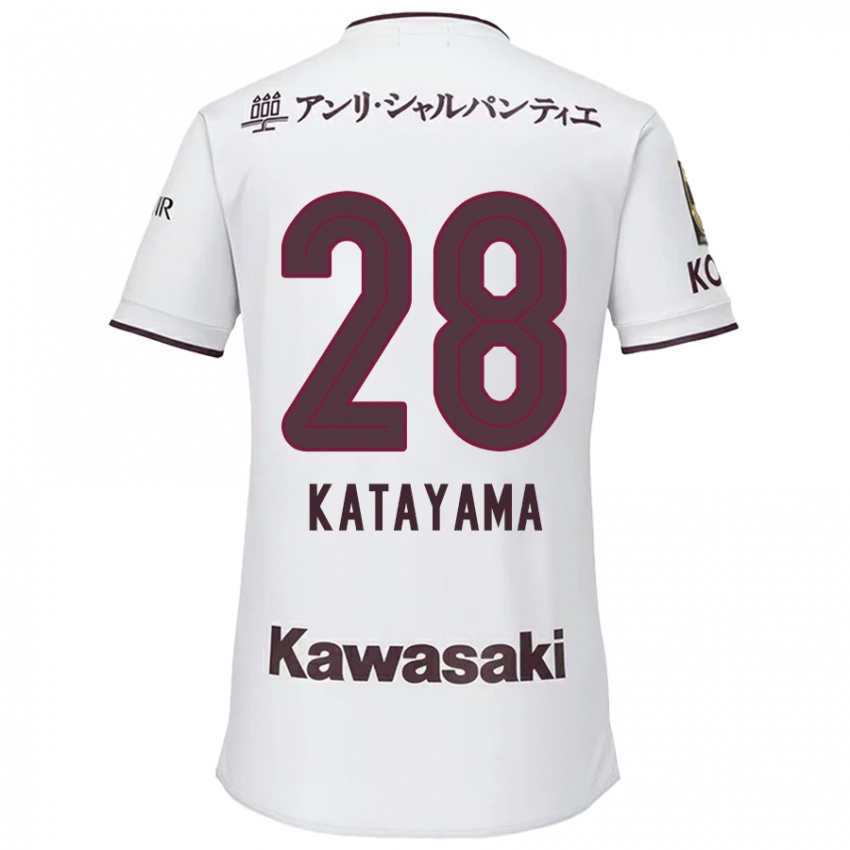 Bambino Maglia Kota Katayama #28 Bianco Rosso Kit Gara Away 2024/25 Maglietta